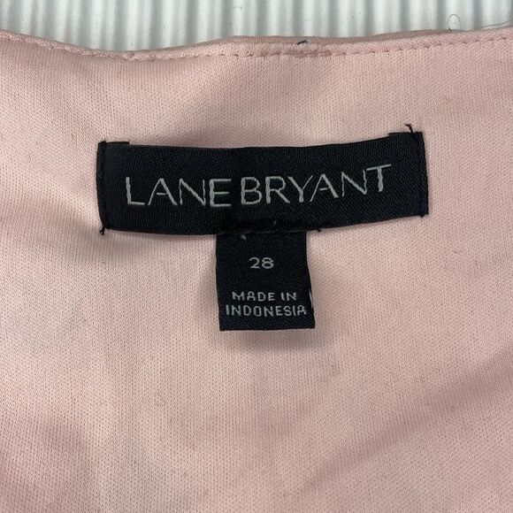 Lane Bryant Top Pink Floral Ruffle Blouse V-Neck Short Ruffle Sleeve Chiffon 28 - Picture 2 of 8